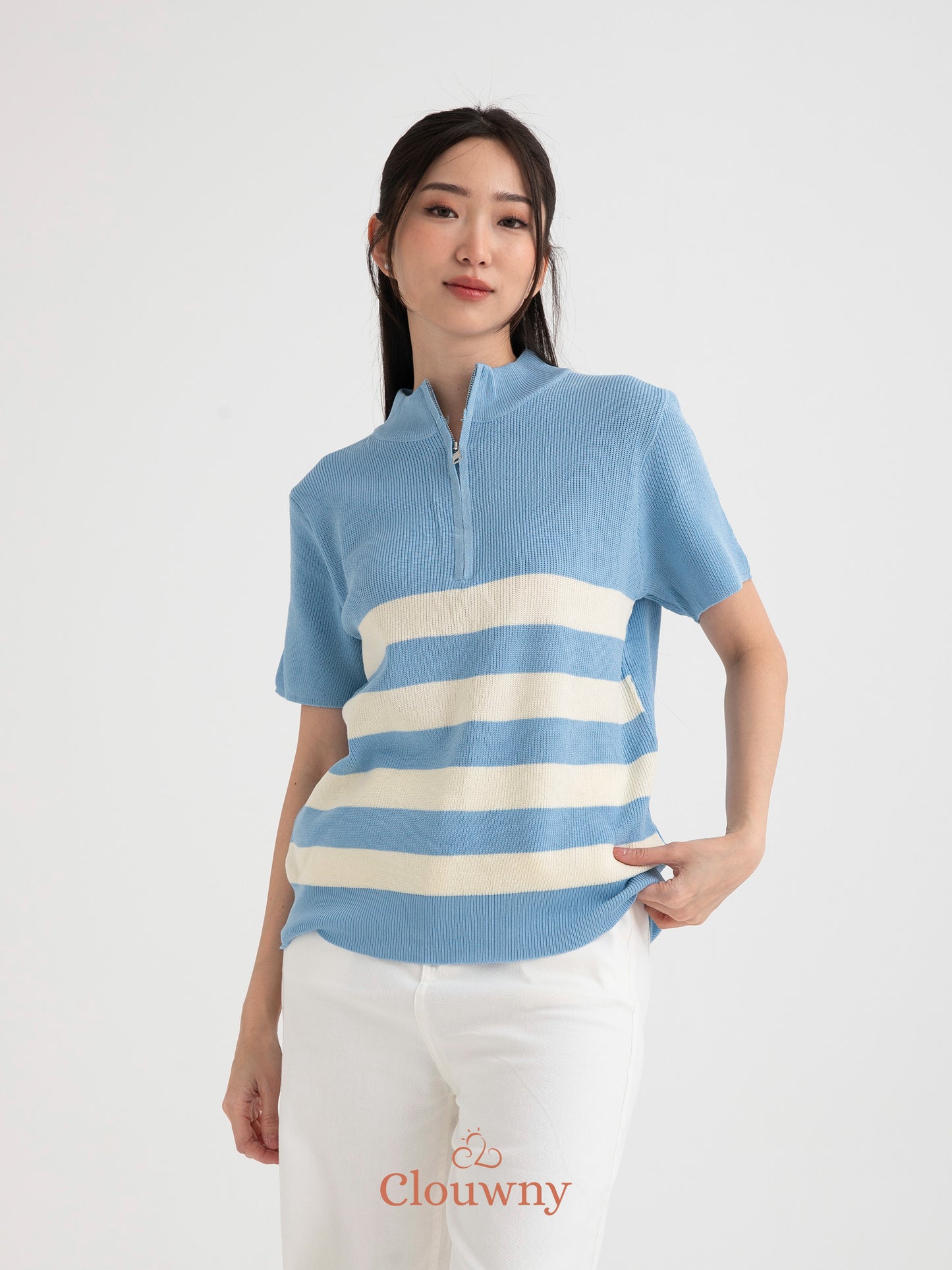 Smith Zipper Top - Sky Blue