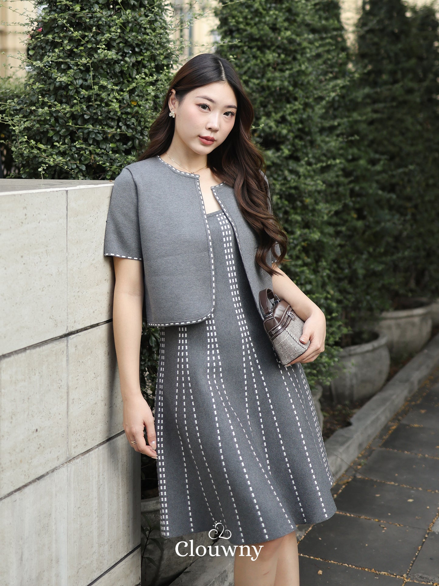 Girona Stitches Knit Set - Grey