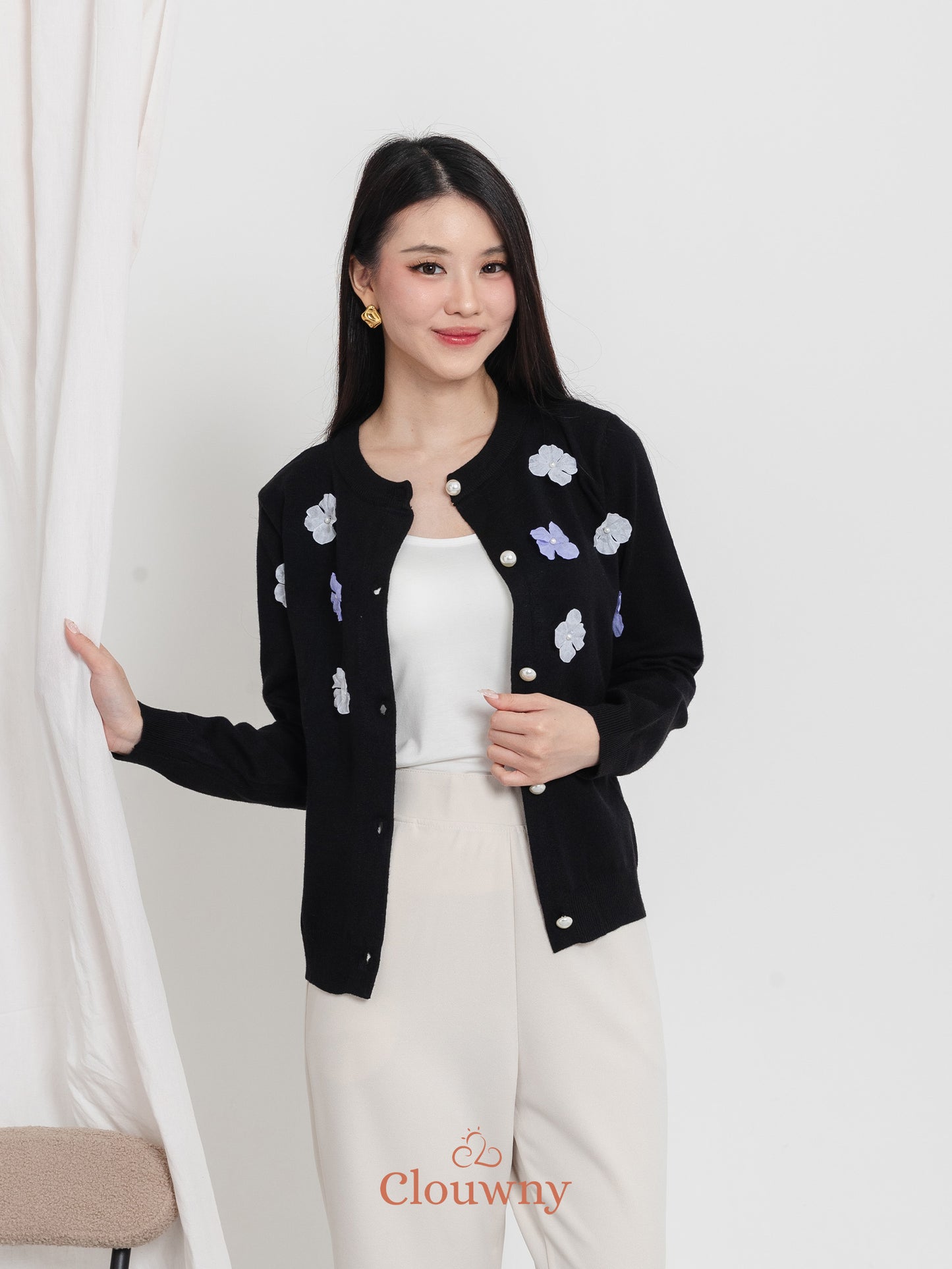 Oxa Button Knit Cardigan - Black