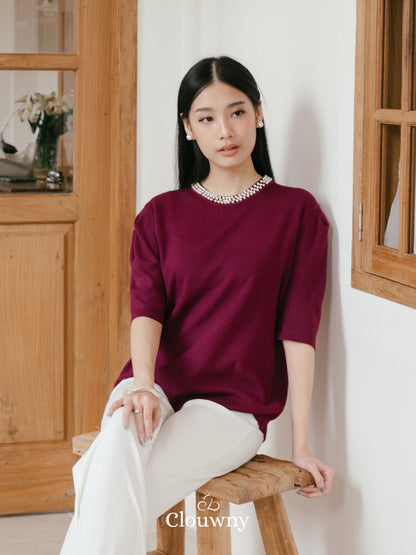 Itza Pearl Knit Top - Magenta