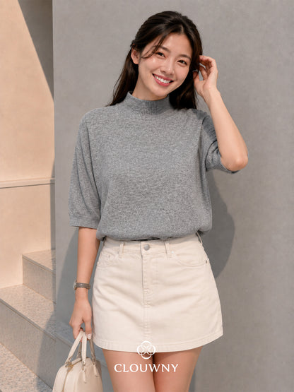 West Round Knit Top - Misty Grey