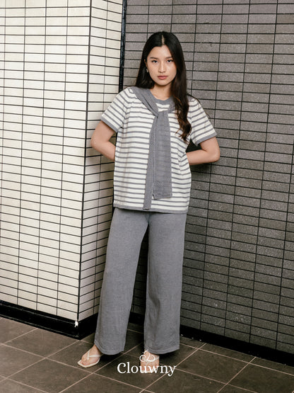 Crystal Scarf Knit Set - Grey