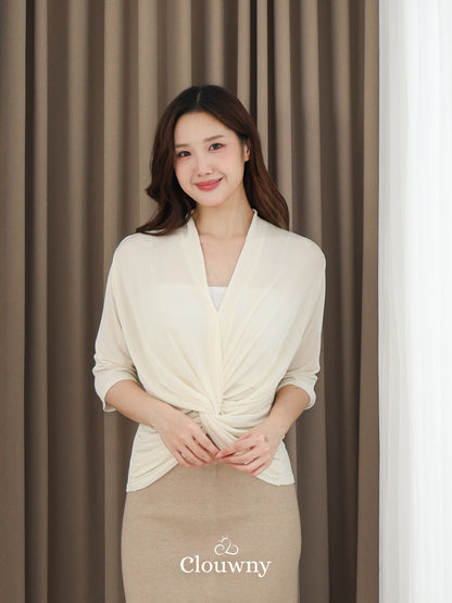 Alfreda Vneck Knit Top - Cream