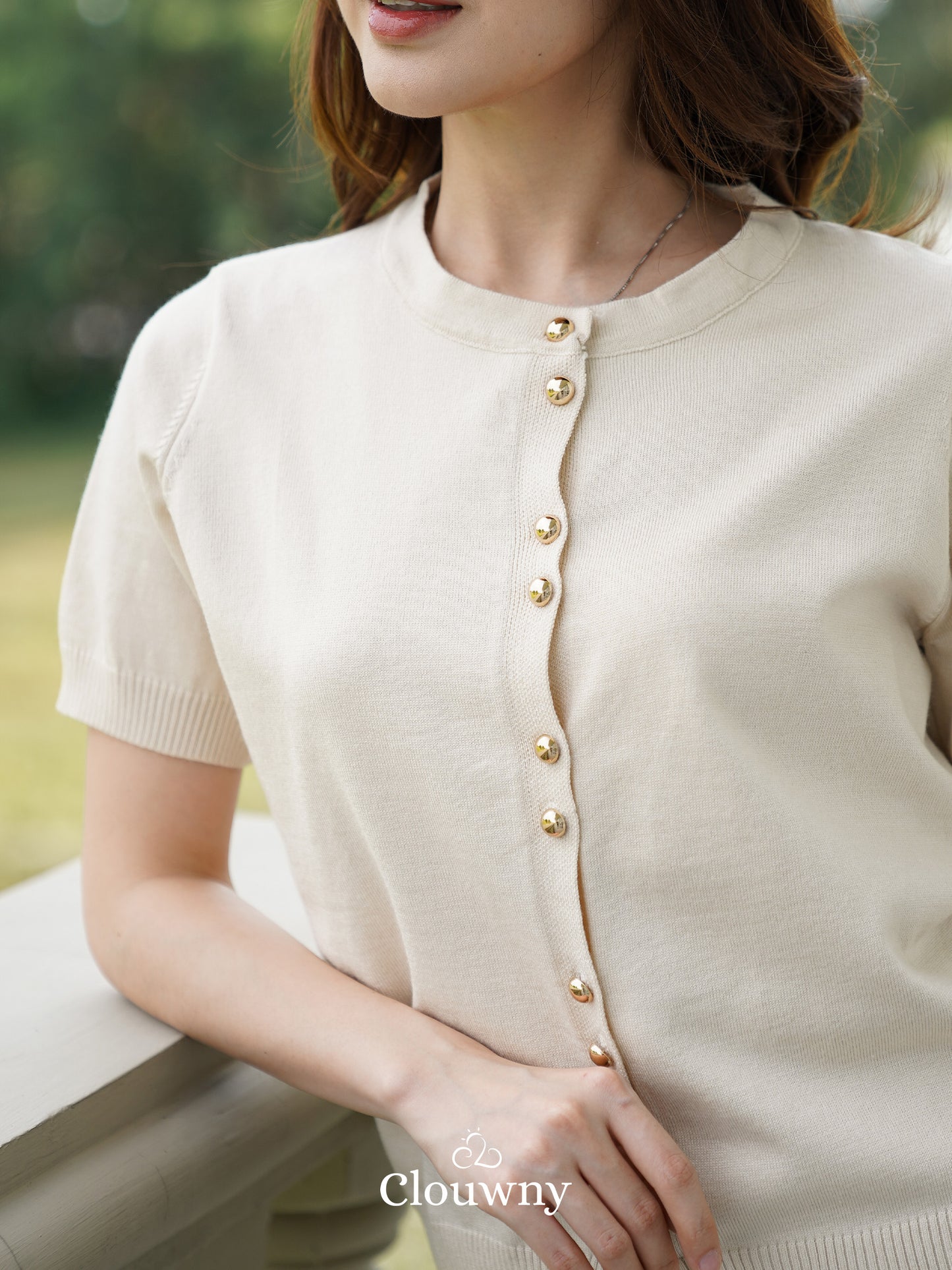 Rizel Double Button Top - Cream