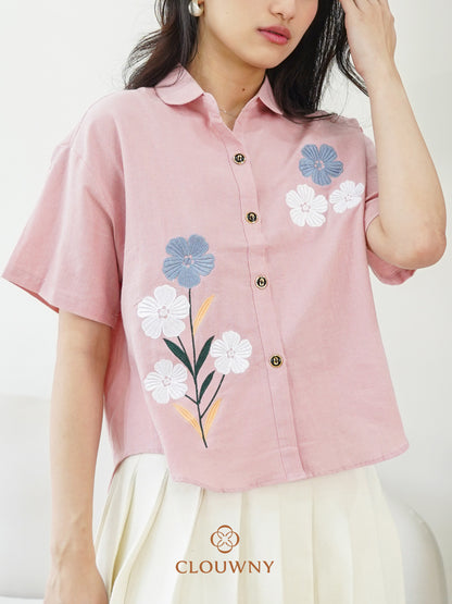 Loka Flower Cotton Shirt - Pink