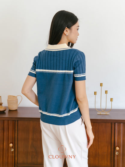 Lanna Zipper Knit Top - Teal