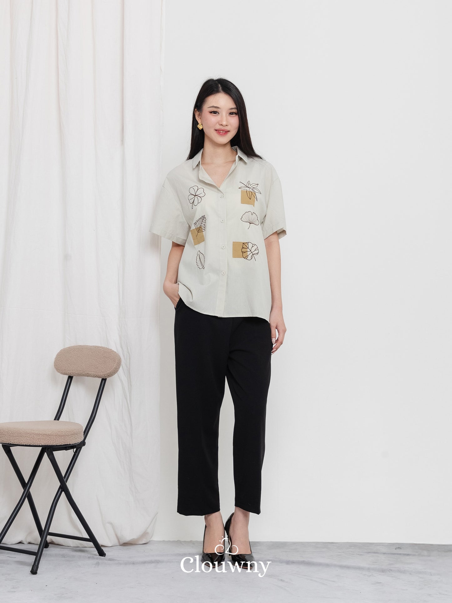 Leaves Cotton Shirt - Mint