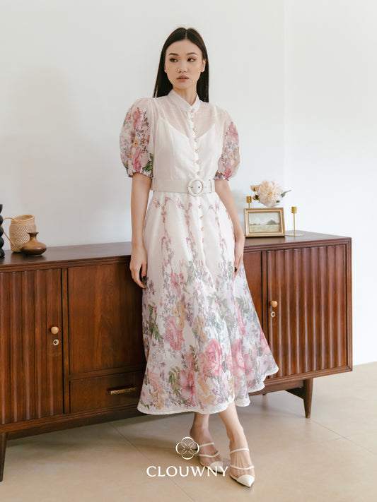 Prosperity Floral Dress - White