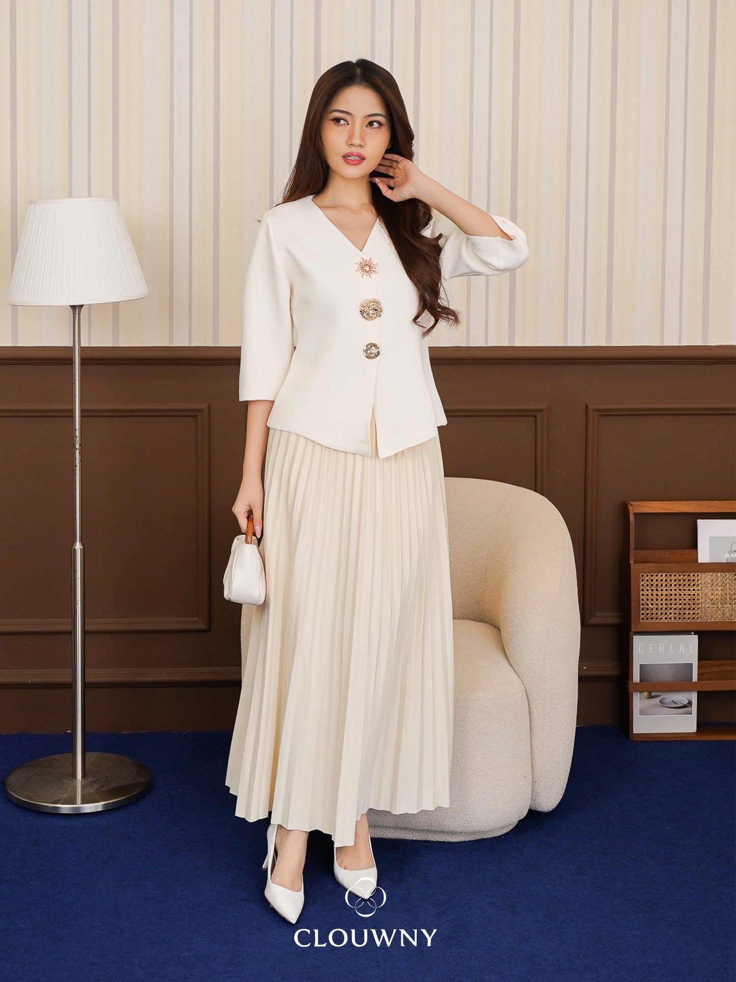 Aretha Pleated Skirt - Cream