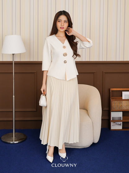 Aretha Pleated Skirt - Cream