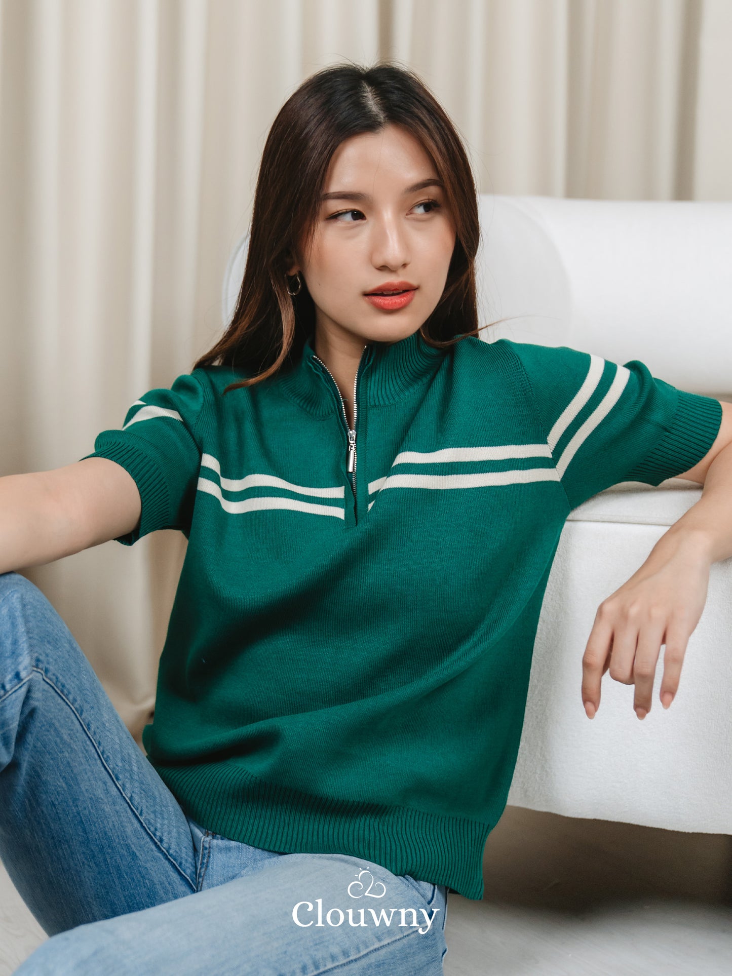 Mia Stripes Top - Emerald Green