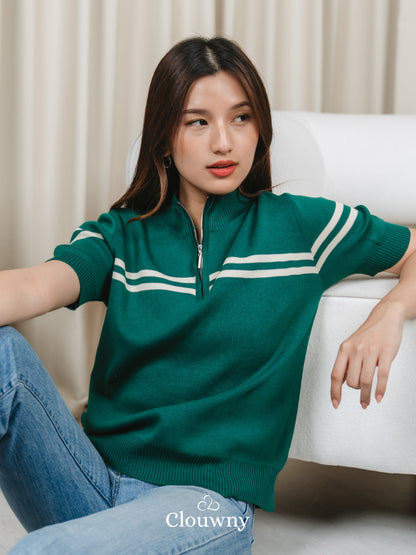 Mia Stripes Top - Emerald Green