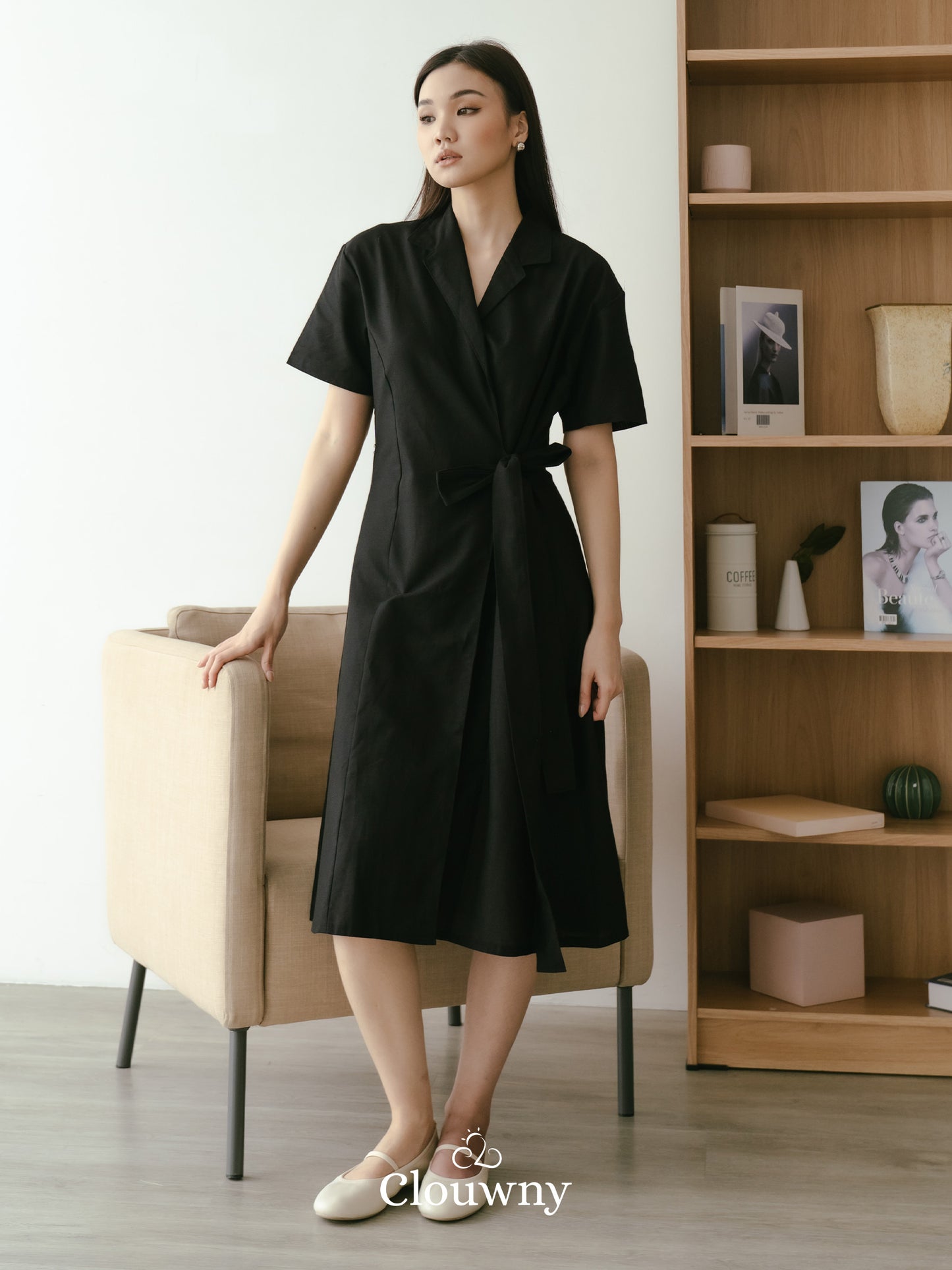 Felora Kimono Belt Dress - Black