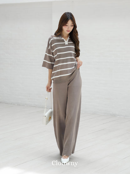 Set Garis-Garis Natasya - Krem