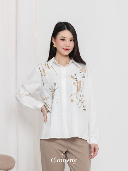Katerin Flower Shirt - White