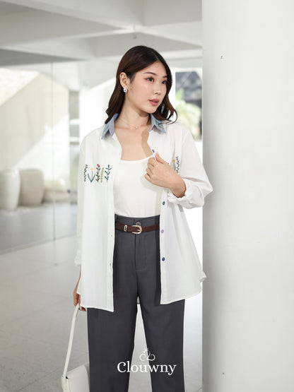 Lavena Button Shirt - White