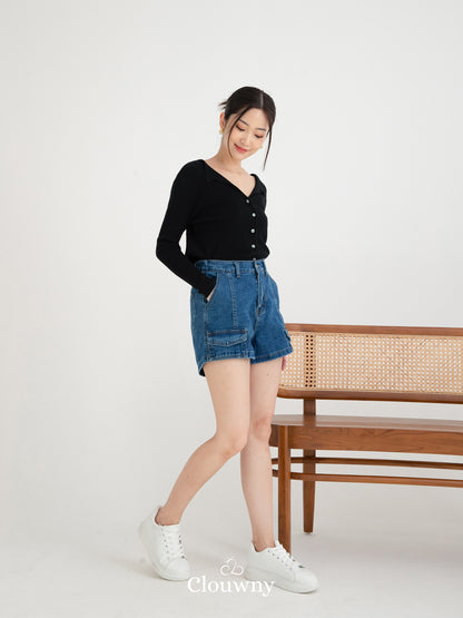 Plush Pocket Short Pants - Dark Blue