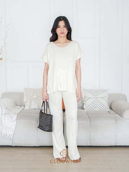 Kala Vneck Knit Set - Broken White