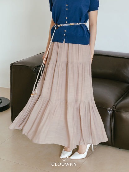 Summer Maxi Linen Skirt - Khaki