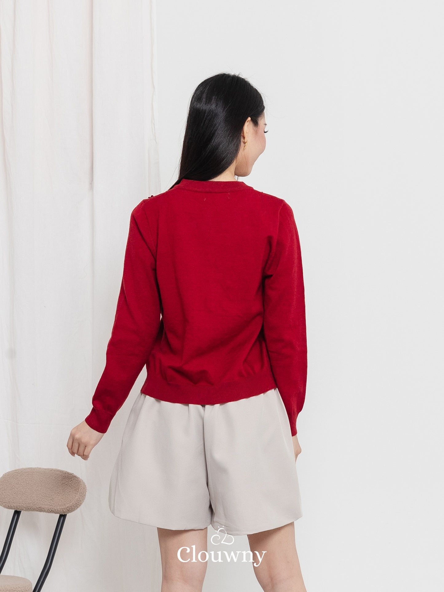 Anya Button Knit Cardigan - Maroon