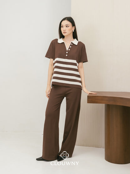 Omara Stripes Knit Set - Coffee