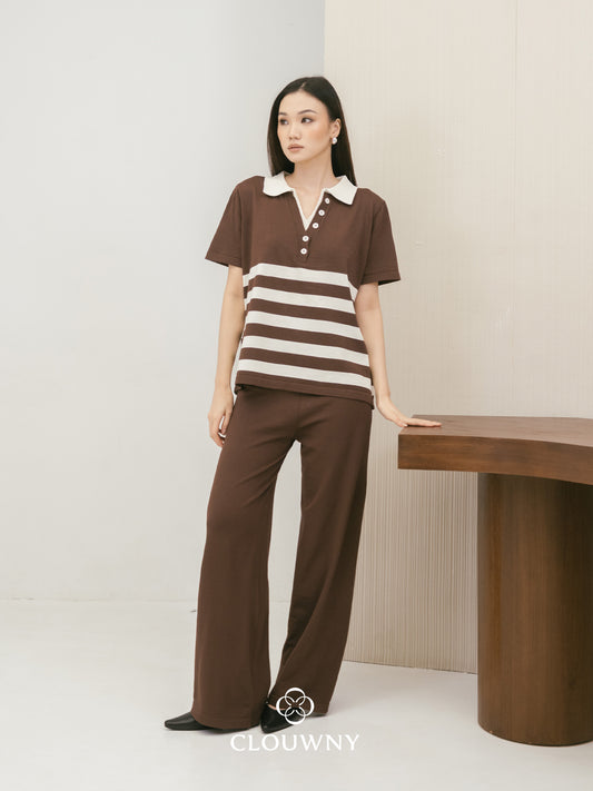 Omara Stripes Knit Set - Coffee