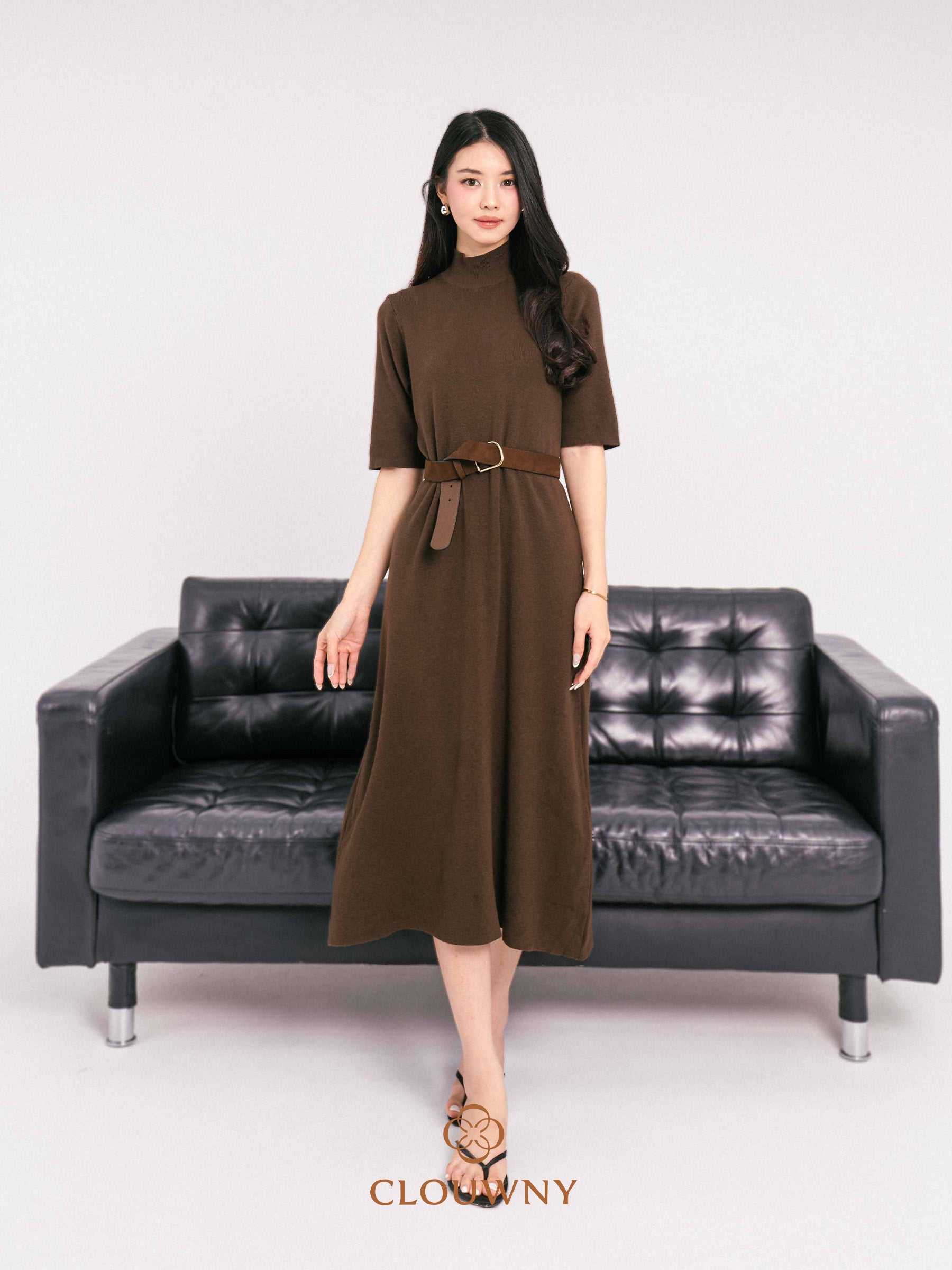 TODAYFUL Turtle Knit Dress モカ36 Mirage Turtle Knit Dress - Coffee – Clouwny Official