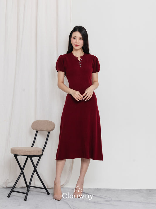 Konsta Knit Dress - Maroon