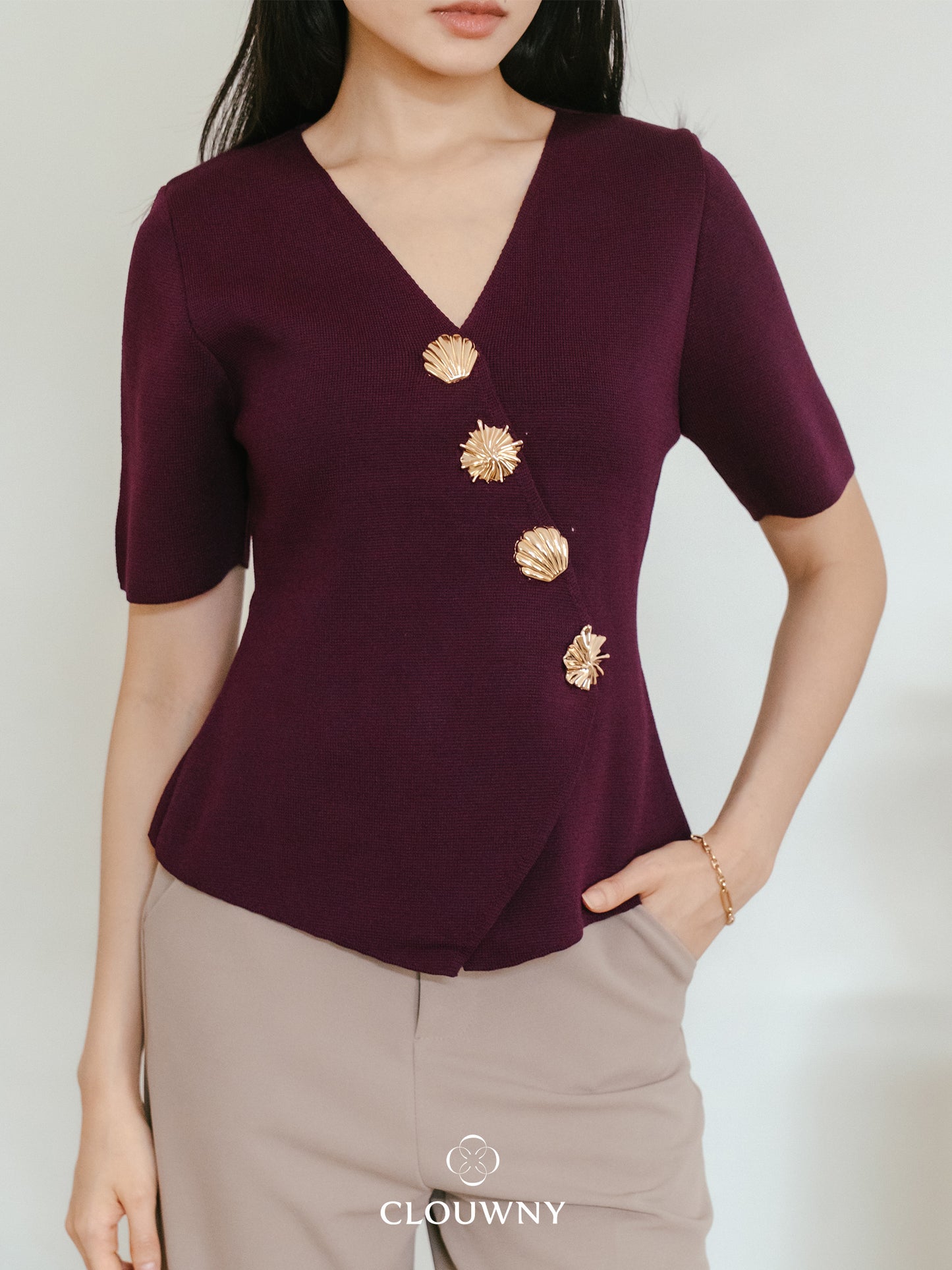 Solea Asymmetric Button Top - Magenta