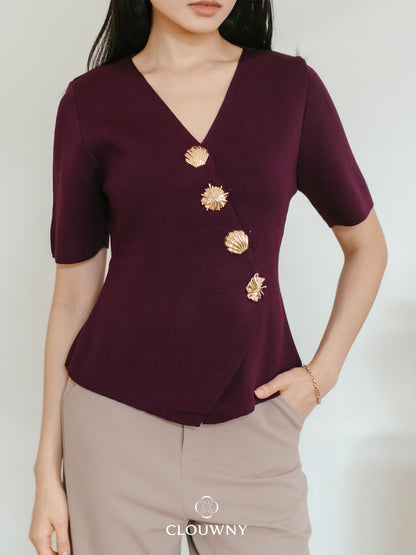 Solea Asymmetric Button Top - Magenta