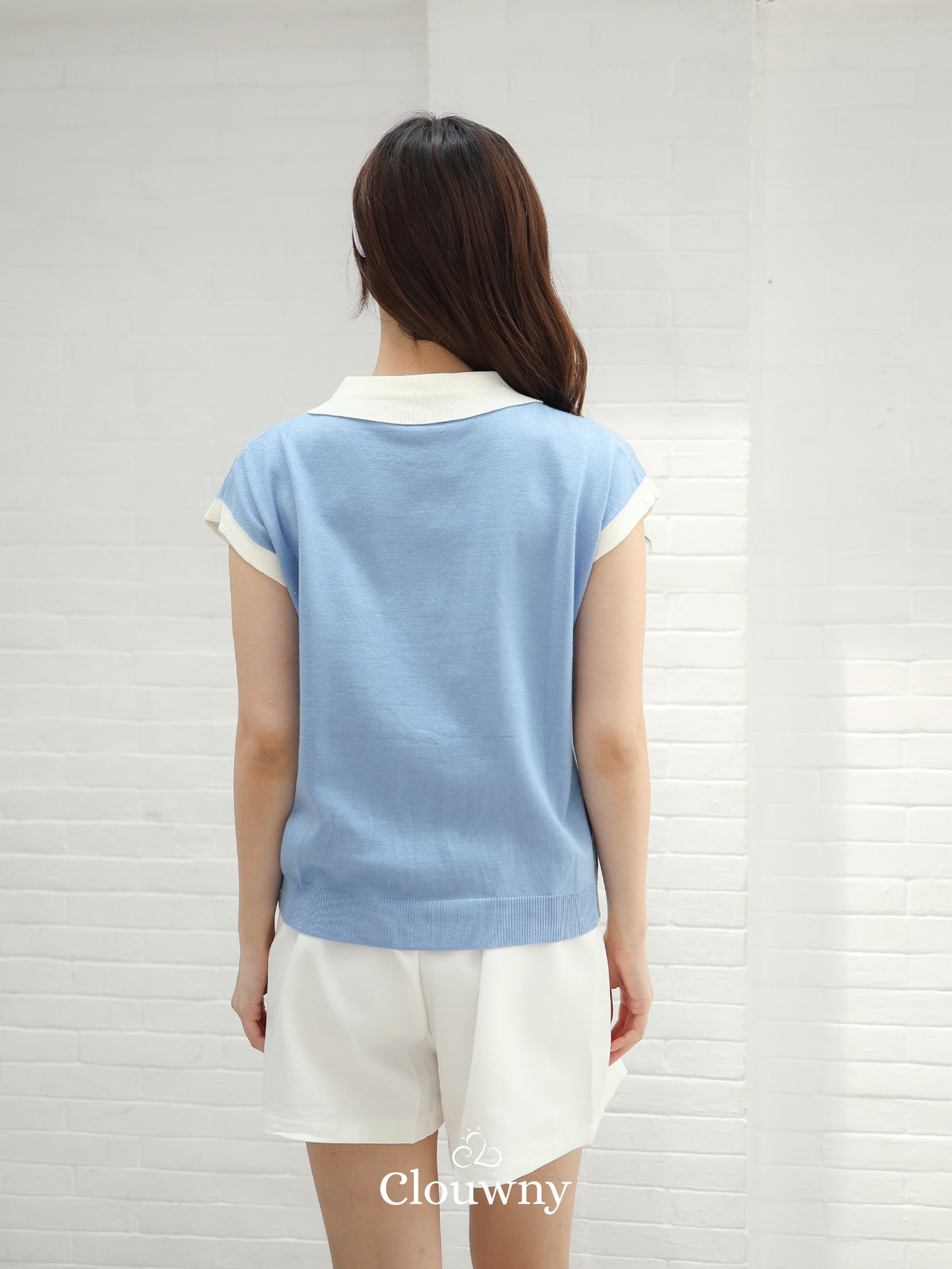 Dava Collar Knit Top - Blue