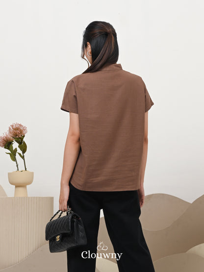 Marfie Loose Blouse Top - Coffee