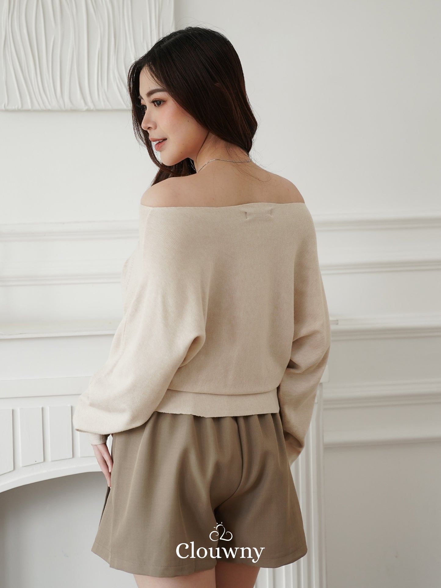 Beatrix Sabrina Knit Top - Cream