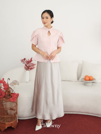 Jiro Button Qipao Top - Pink