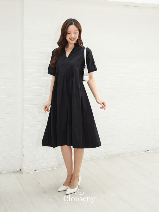 Mayi Loose Vneck Dress - Black