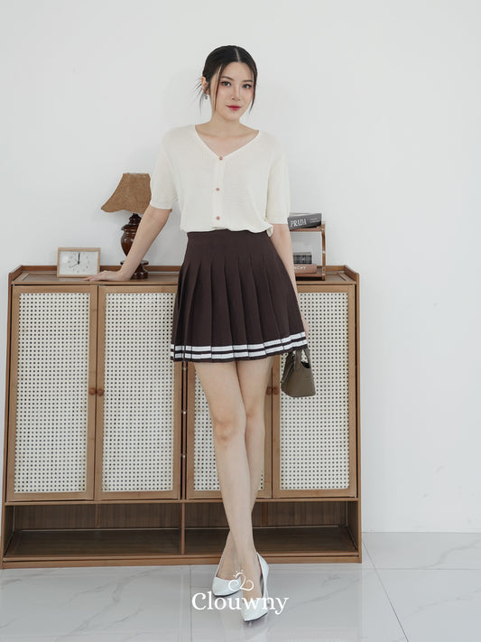 Stripes Tennis Skirt - Coffee