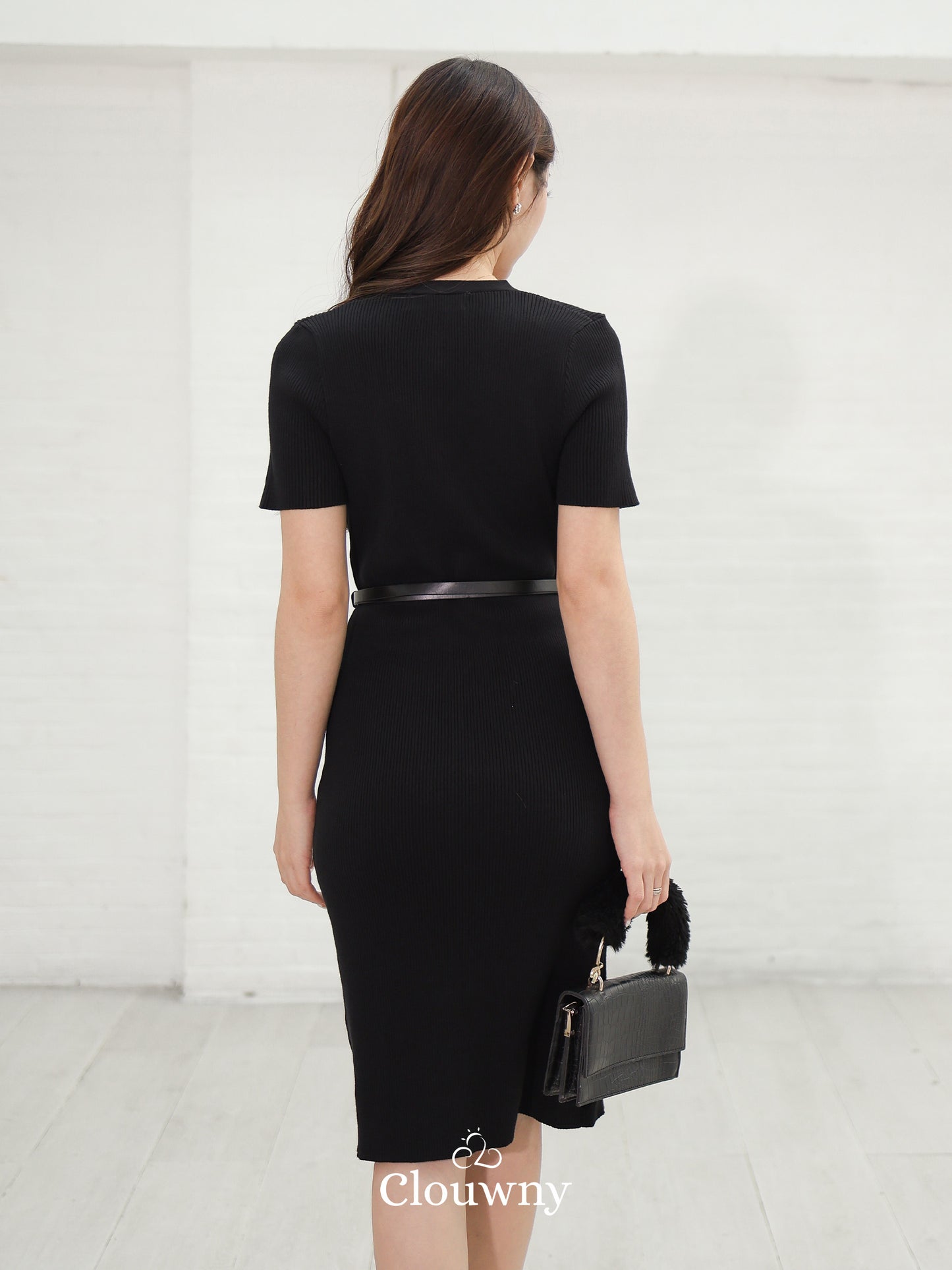 Jemina Button Knit Dress - Black