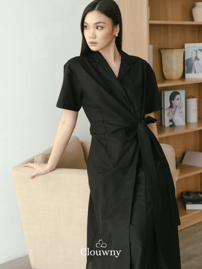 Felora Kimono Belt Dress - Black