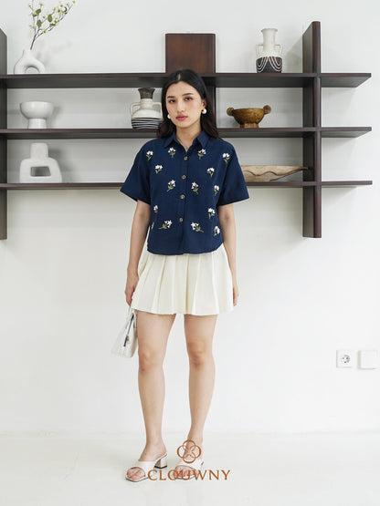 Riley Mini Flower Shirt - Navy