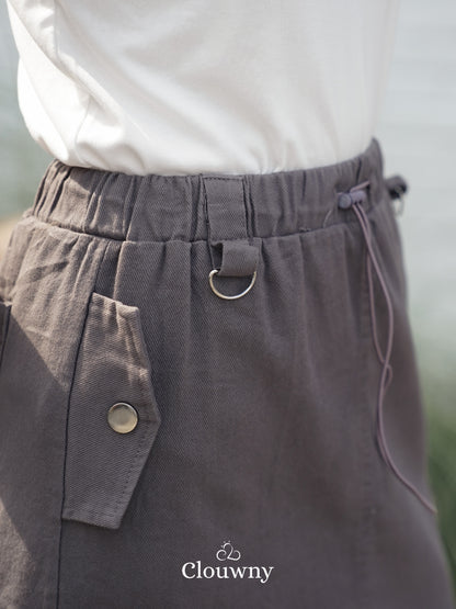 Kaze Cargo Denim Skirt - Grey