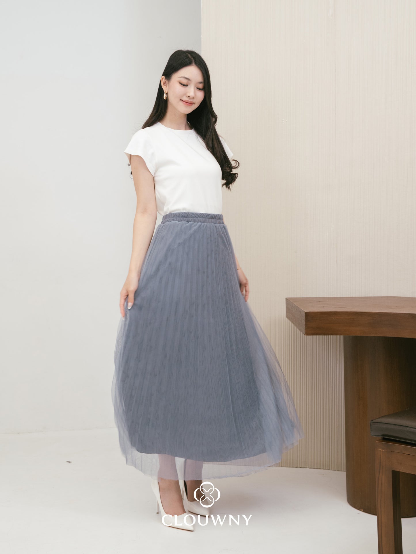 Onyva Tutu Pleats Skirt - Dark Grey