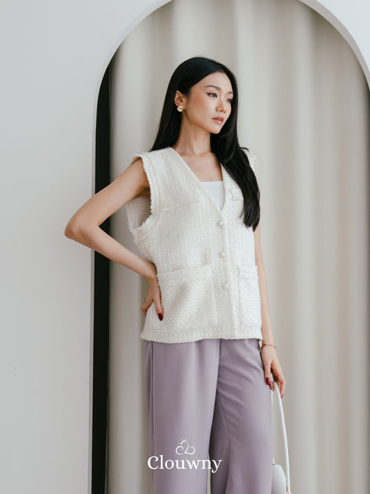 Nada Tweed Vest - White