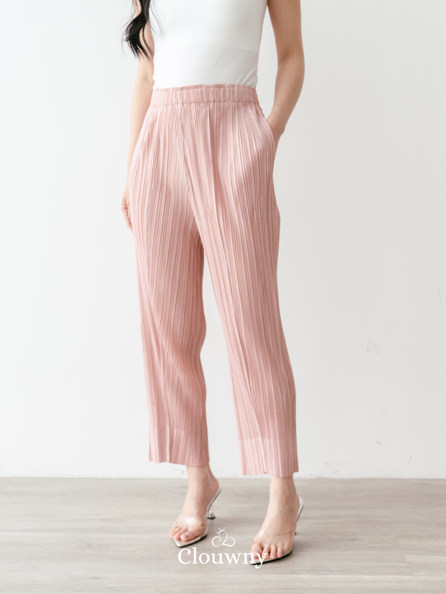 June Basic Pleats Pants - Dusty Pink