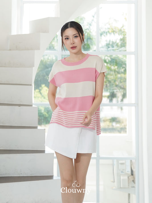 Cortes Stripes Knit Top - Pink