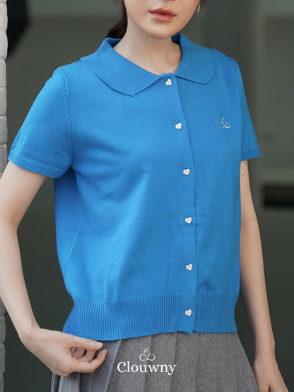 Noza Collar Knit Top - Blue