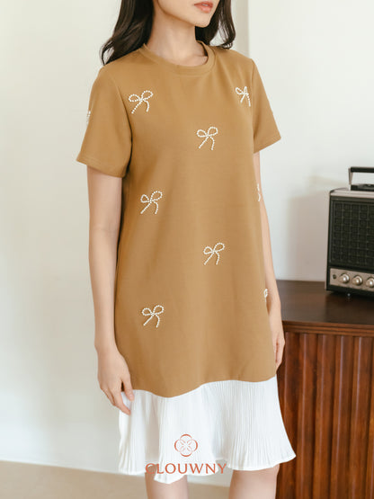 Dania Bow Dress - Khaki