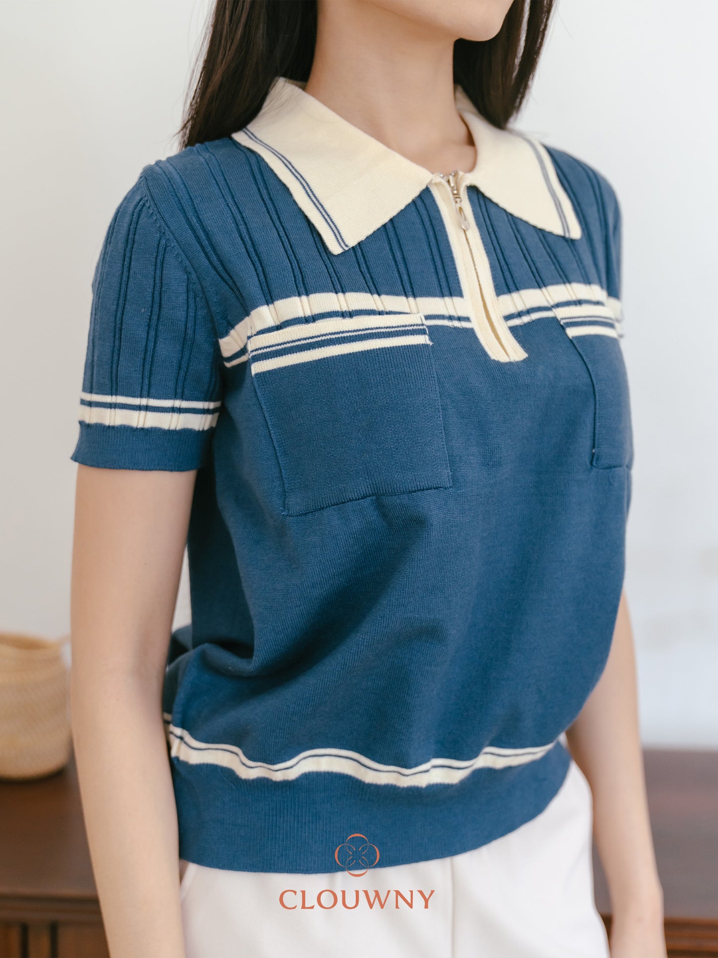 Lanna Zipper Knit Top - Teal