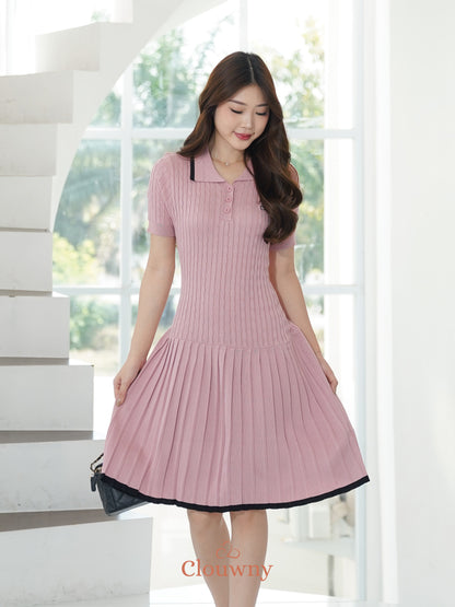 Quirk Polo Knit Dress - Pink