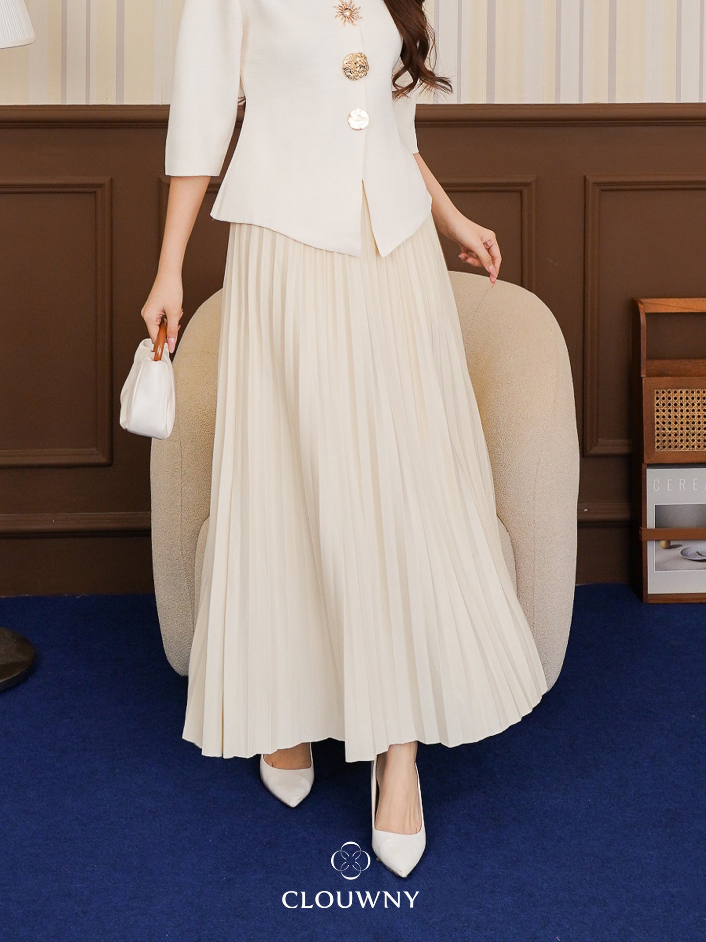 Aretha Pleated Skirt - Cream