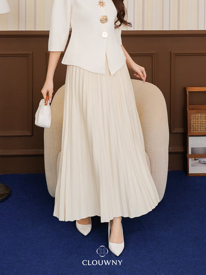 Aretha Pleated Skirt - Cream
